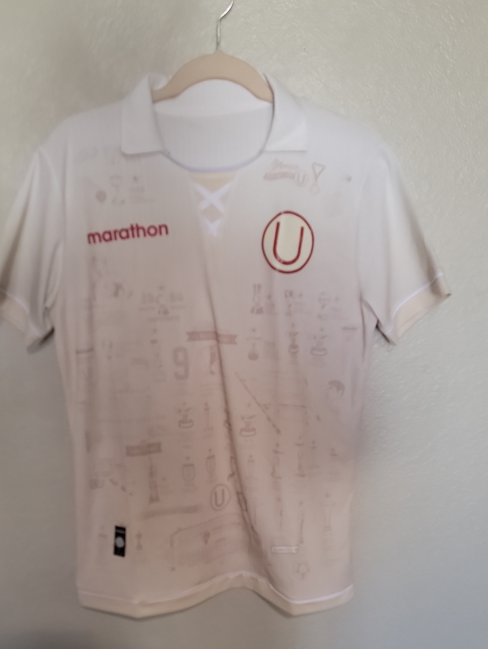 Marathon Men’s White Soccer Jersey with Red Accents